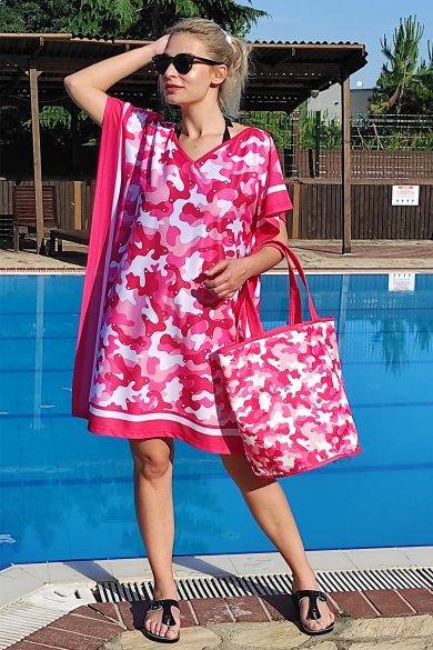 Pink Camouflage Pareo & Plaj Çantası